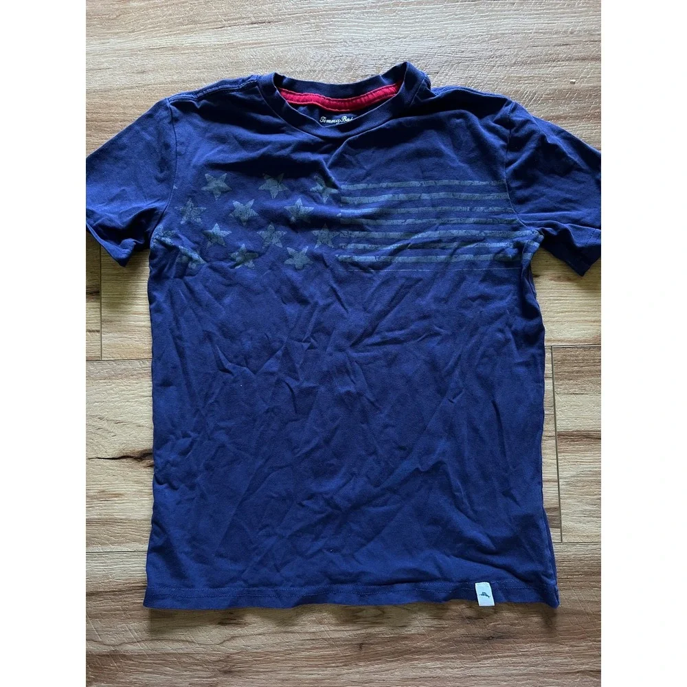Tommy Bahama T-Shirt Kids Medium 7/8 Navy Blue American Flag Graphic Tee